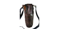 Recycled leather and fur wine bag